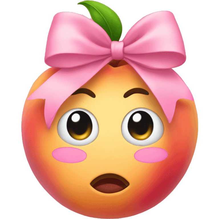 One Regular peach with pink bow on it no face  emoji