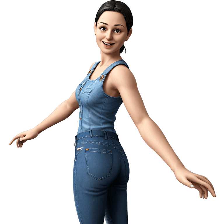 smiling girl in denim jeans emoji