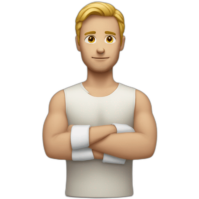 white man with hands in cast emoji