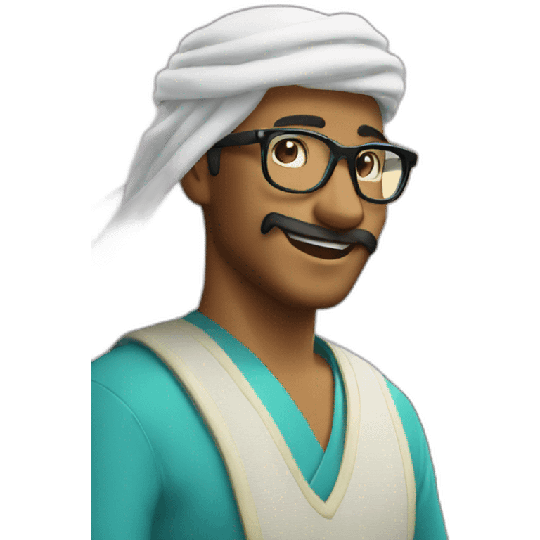 Arabian with glasses on in front of Fuji moutain emoji