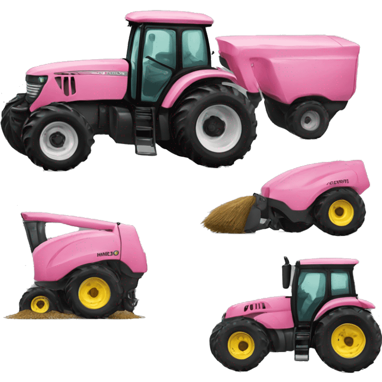 Pink John deer tractor  emoji