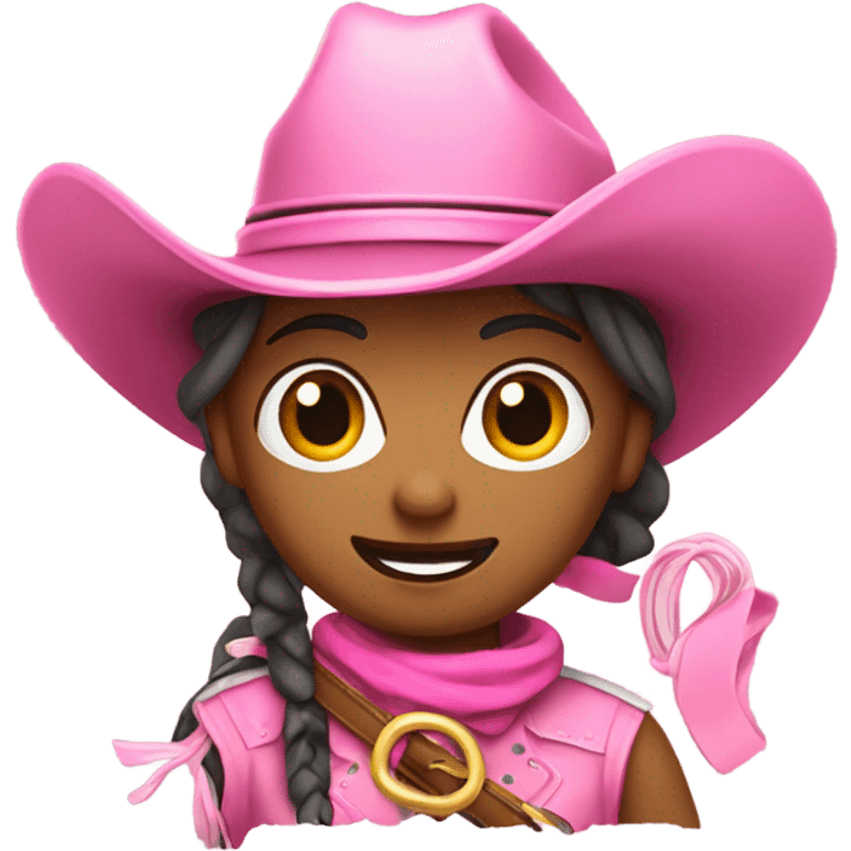 pink cowboy hat lassoo and hear emoji