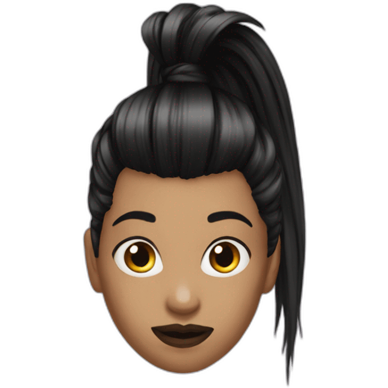 Punk ponytail black with bangs hair emoji