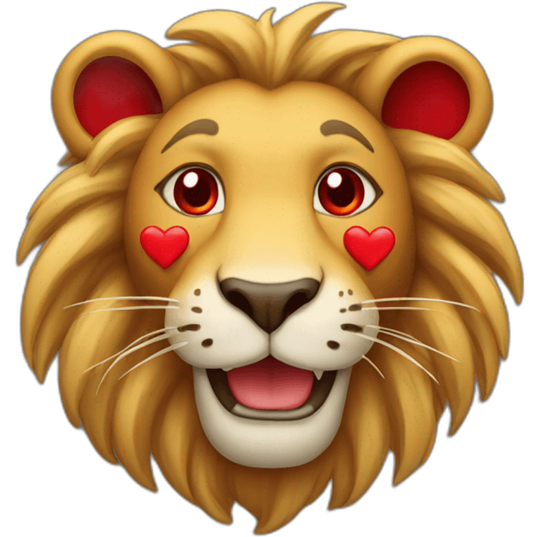 Lion smiling face with red hearts instead of eyes emoji