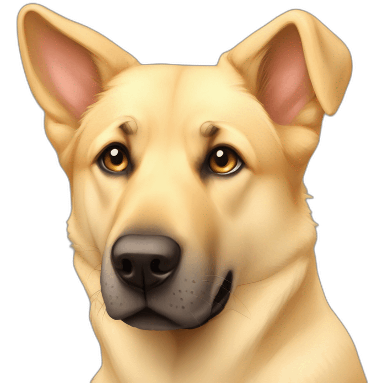 Light yellow lab floppy ears German shepherd face mutt chubby face emoji