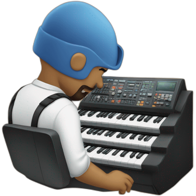 A bald man with beard and mustache playing an AKAI MPC emoji