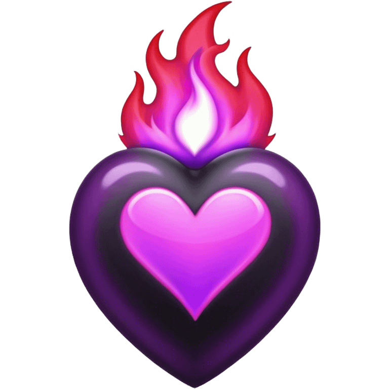 Black heart purple flame red trim emoji