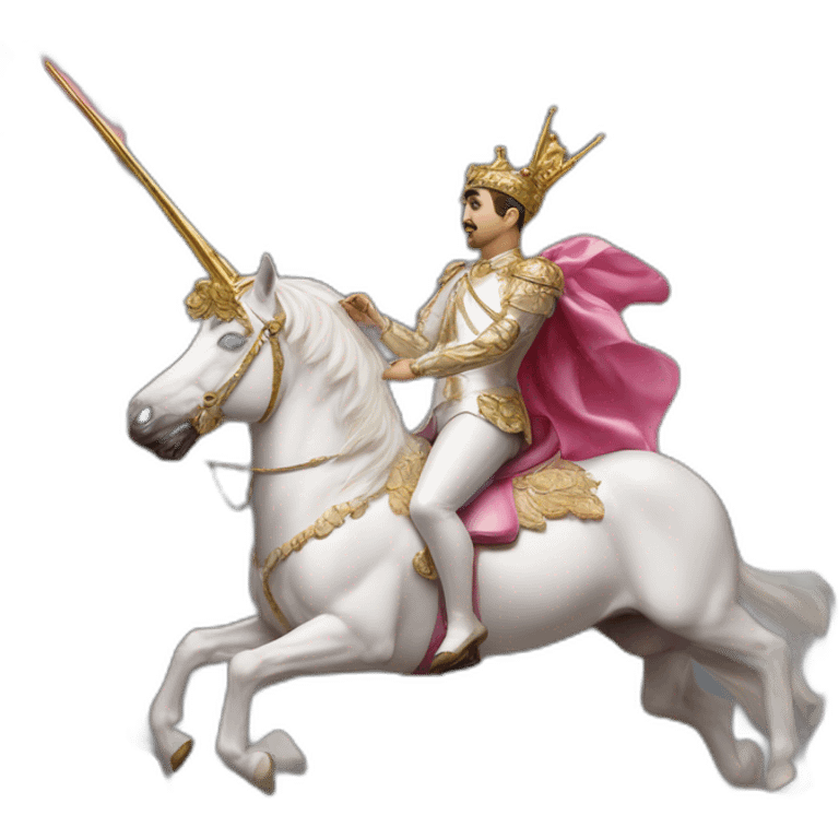 Hyperrealist Francisco franco ride a unicorn lgtbi emoji