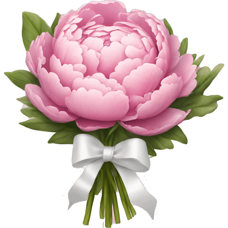 Pink peony bouquet with white ribbon  emoji