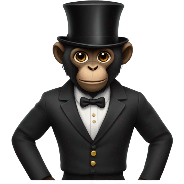 A black monkey with abs on the body and a top hat emoji