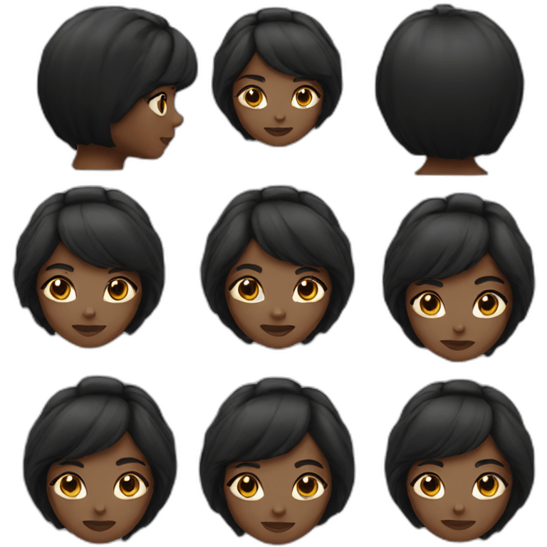 black hair woman emoji