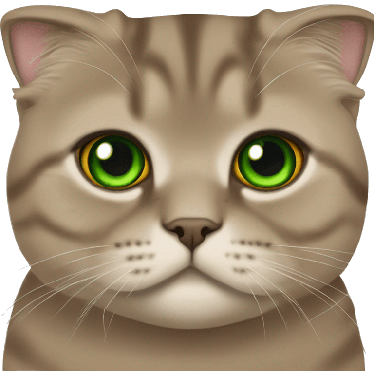 Brown scottish fold with green eyes  emoji