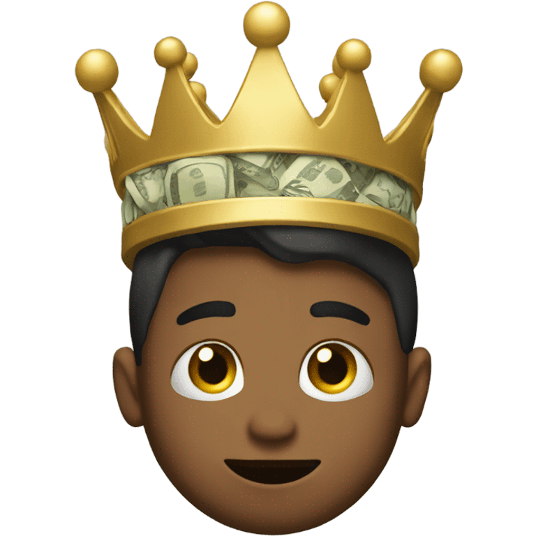 Emotionless person wearing a crown with money emoji