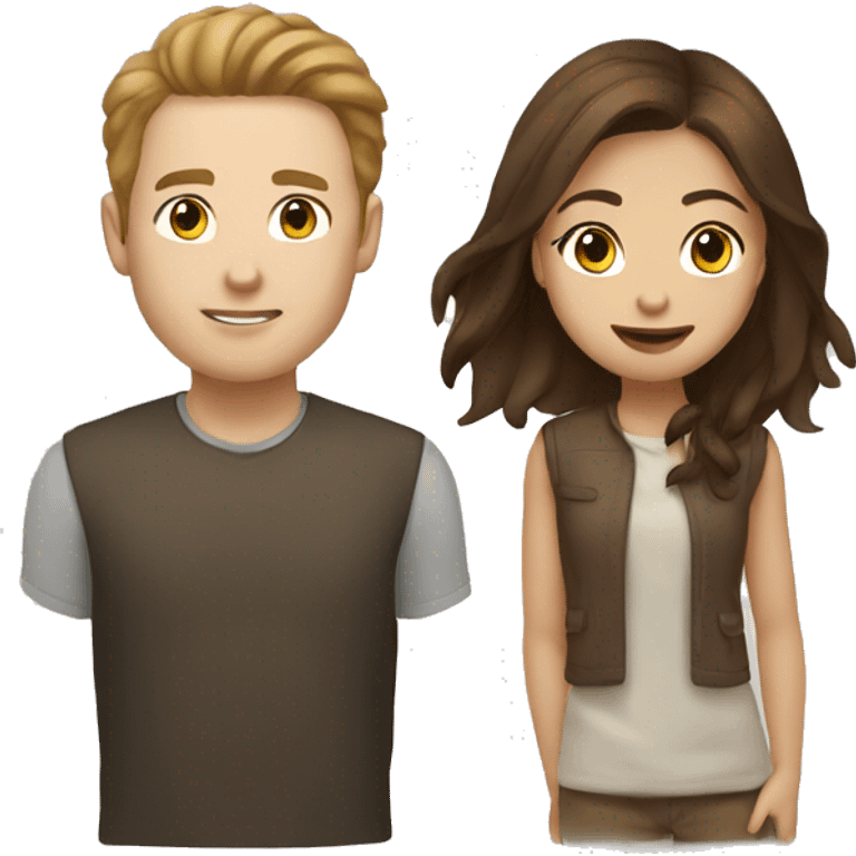 Brown haird asian girl with brown hair white guy emoji