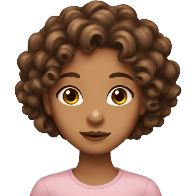 girl with brown curly hair,tan skin and brown eyes emoji