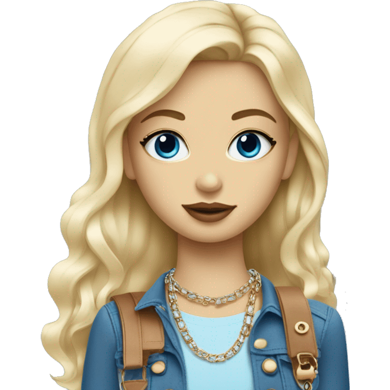 Blonde blue eyes Girl with Birkin bag and Chanel necklace emoji