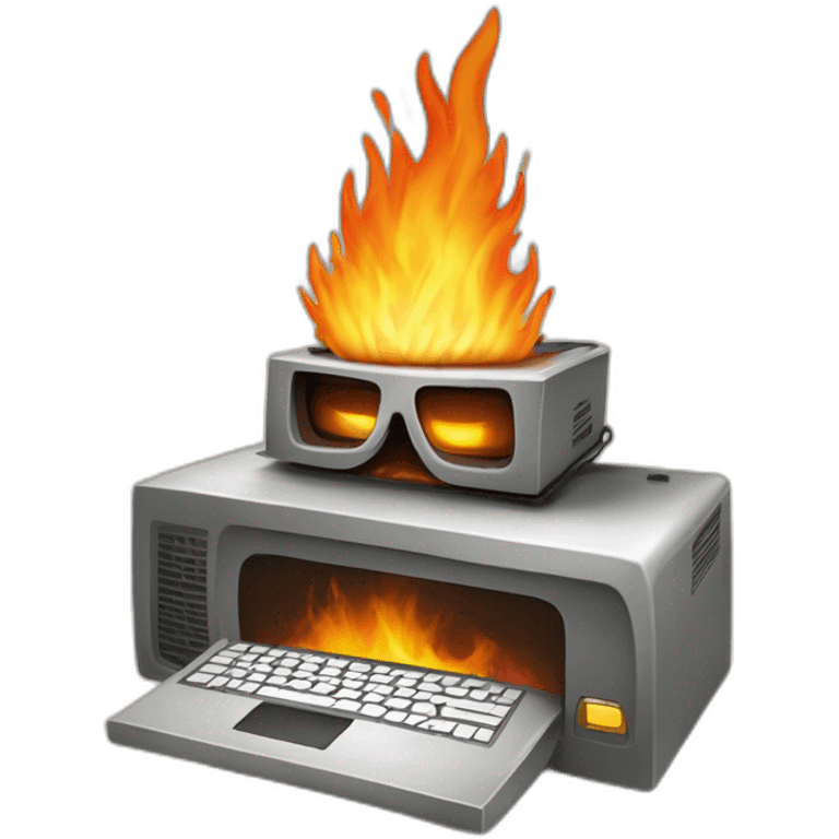 computer burning man extenguishing fire emoji