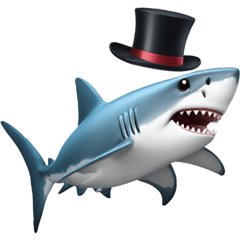 Shark with a top hat emoji