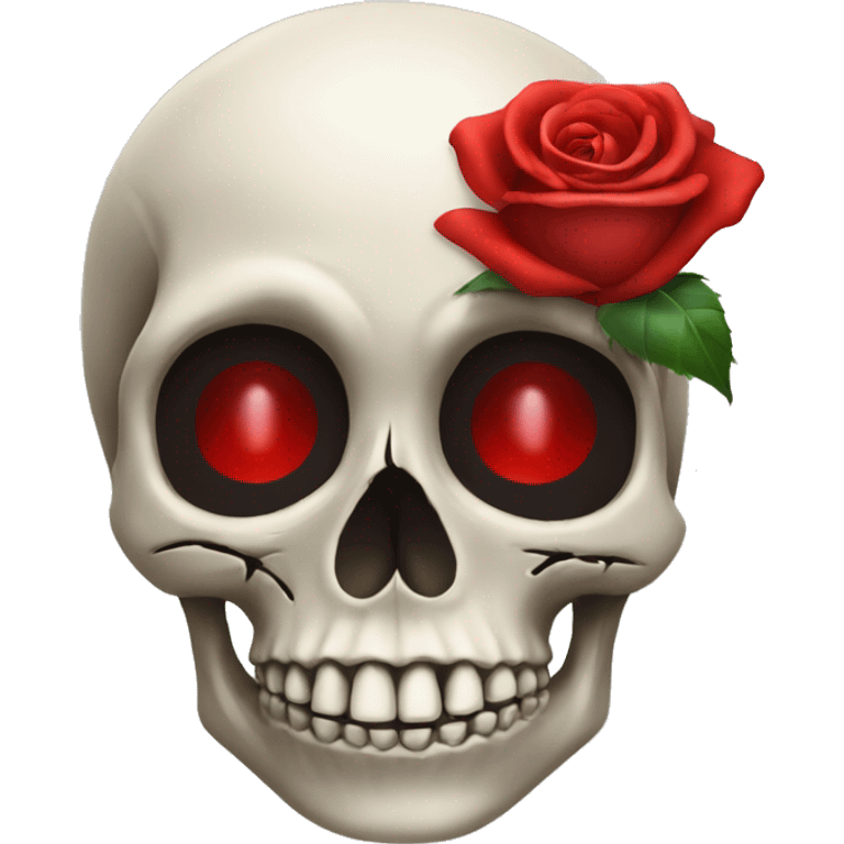 Skull with a red  rose emoji