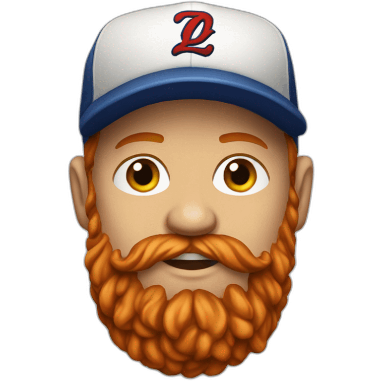 red bearded white male with a baseball hat tattoos emoji