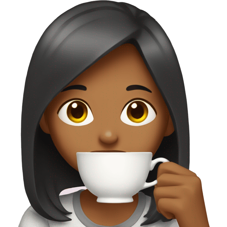 girl drinking from tea cup emoji