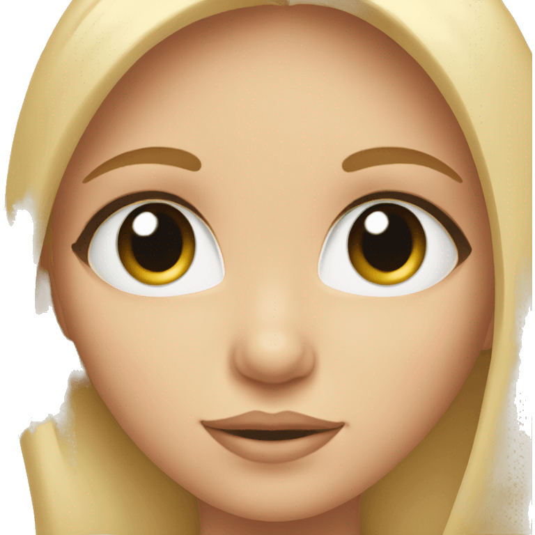 Blonde woman with blue eyes. Holding brunette toddler with brown eyes  emoji