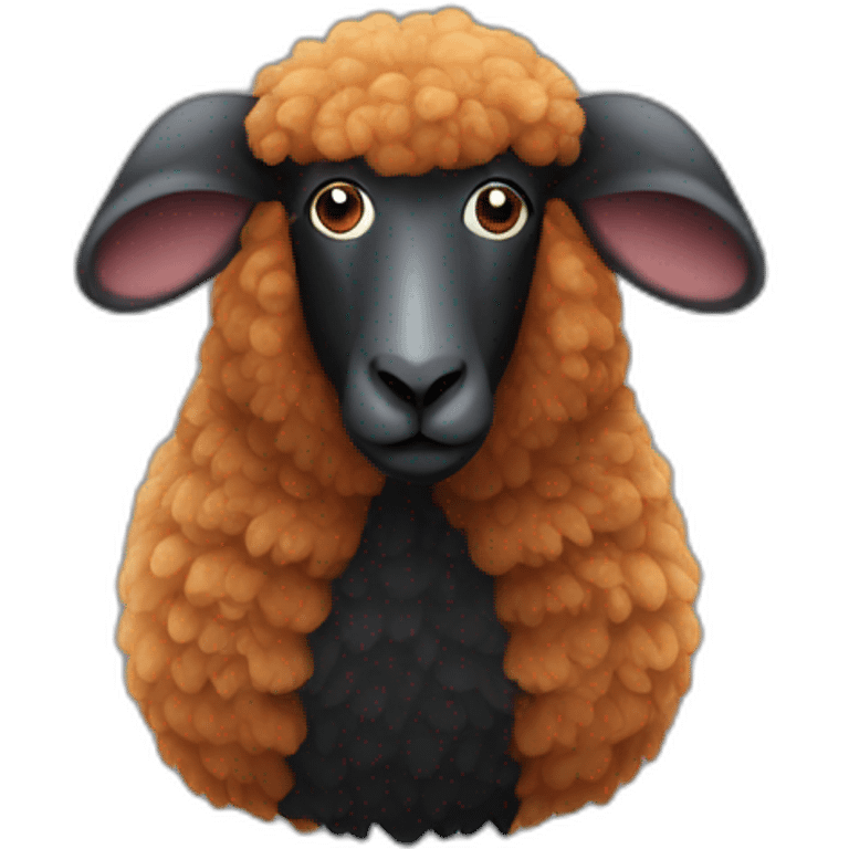 Ginger sheep with black skin, with pigeon emoji