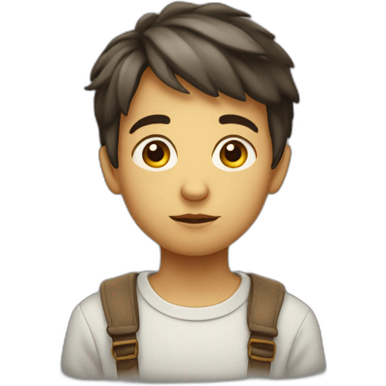 thoughtful and inquisitive young boy, symbolizing intellect, curiosity, and contemplation emoji