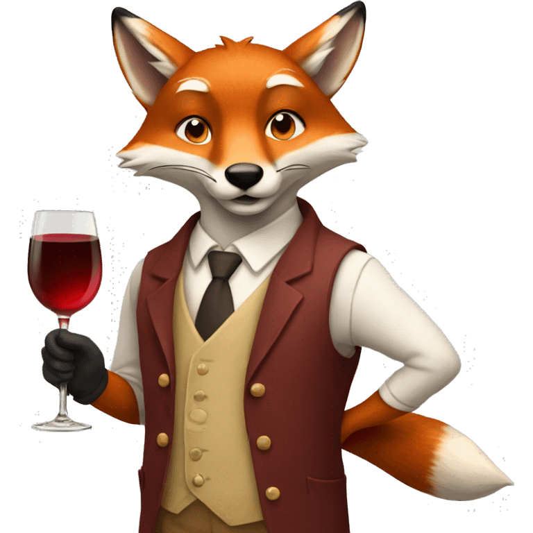 Fox holding a wine glass emoji