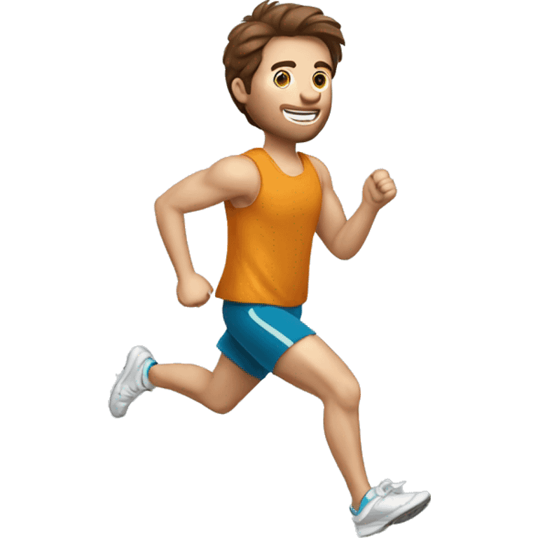 brown hair man running with sport cloths emoji