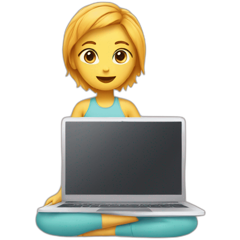 laptop with yoga clothes emoji