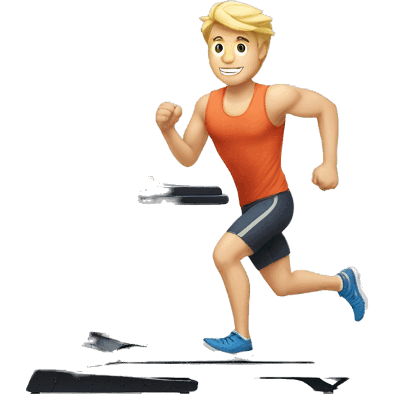 blonde guy running on a treadmill emoji