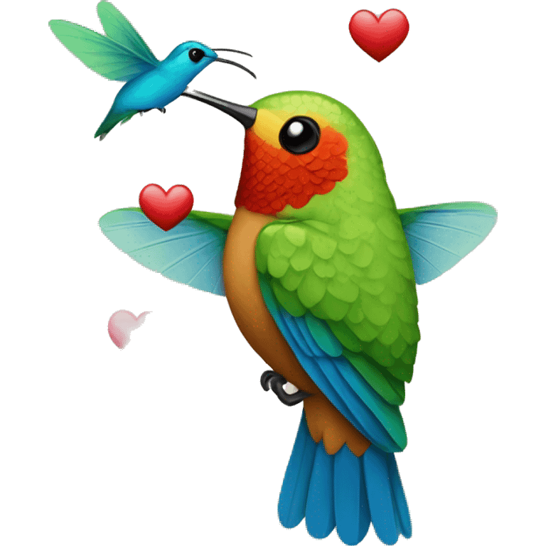 emoji de un colibrí con dos enamorados emoji