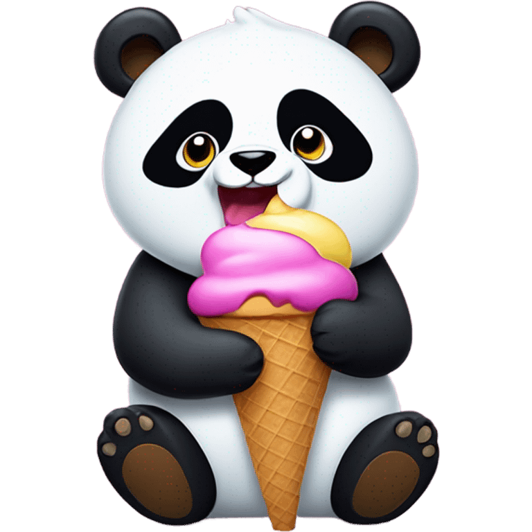 Panda eating ice cream emoji