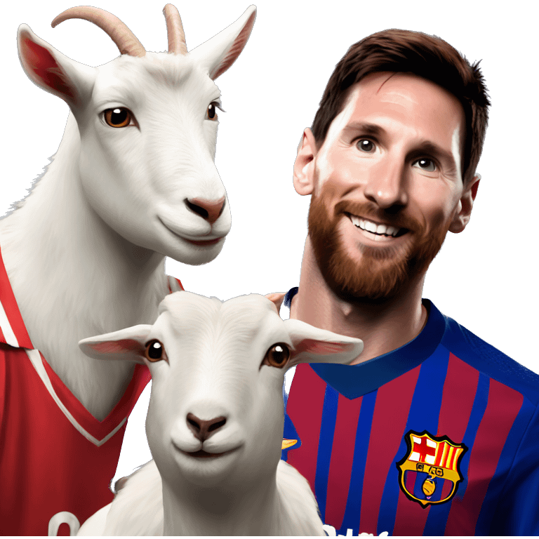 Lionel Messi and a goat emoji