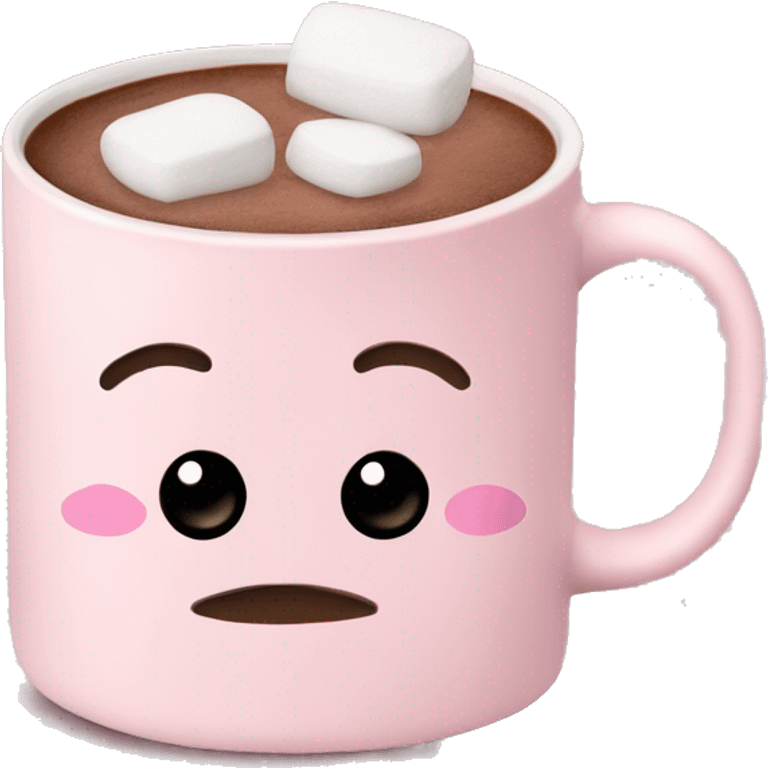 Light Pink mug of hot chocolate with marshmallows  emoji