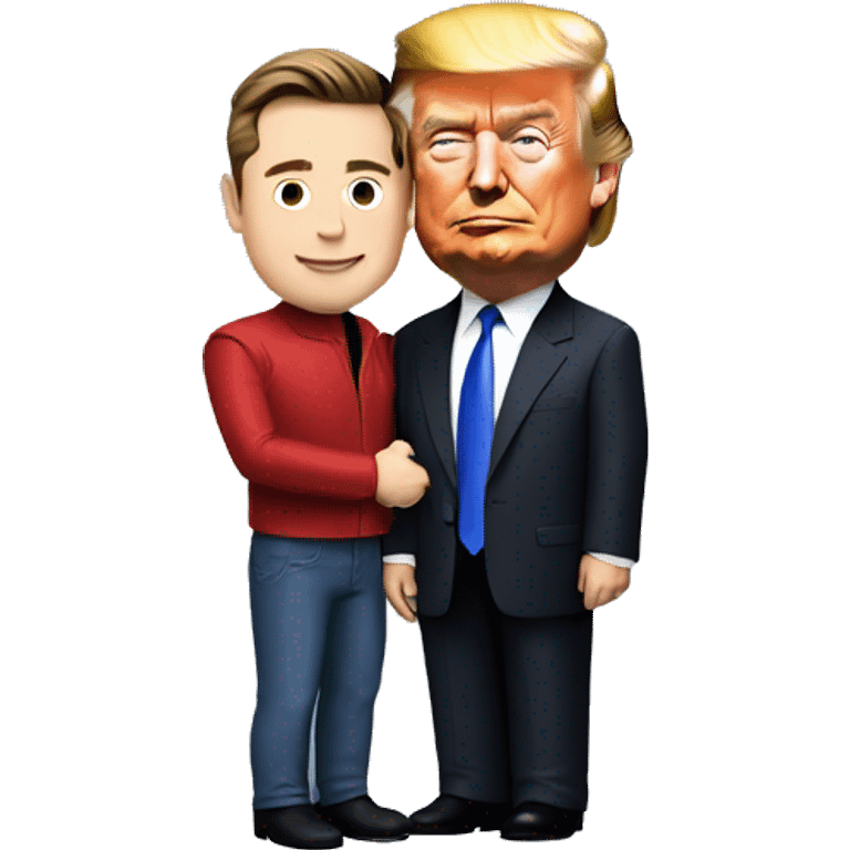 Trump and Elon Musk holding each other emoji