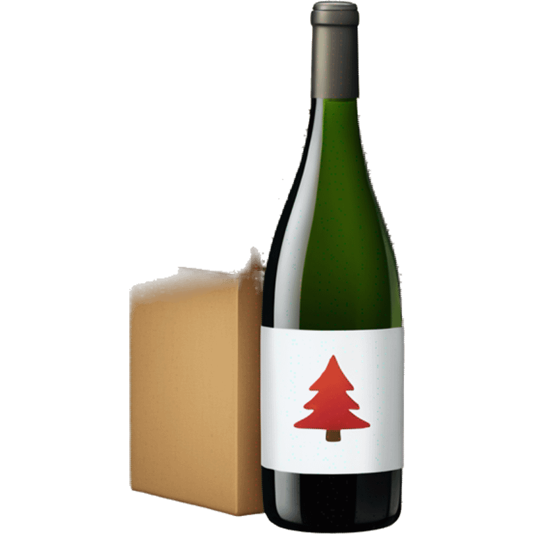 Box of wine next to Christmas tree emoji