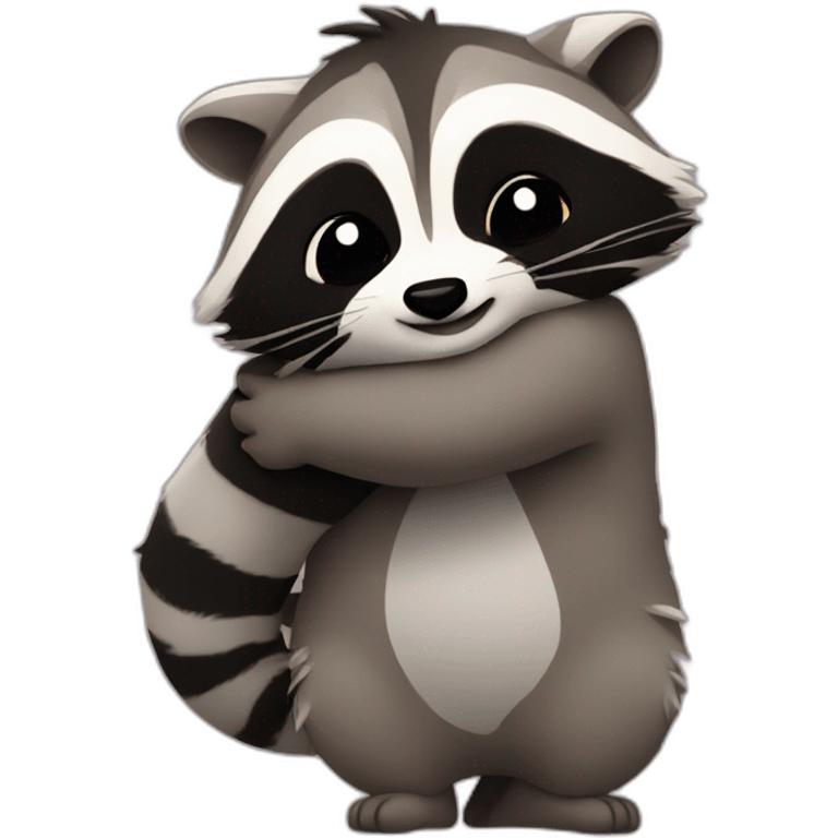 racoon hug emoji