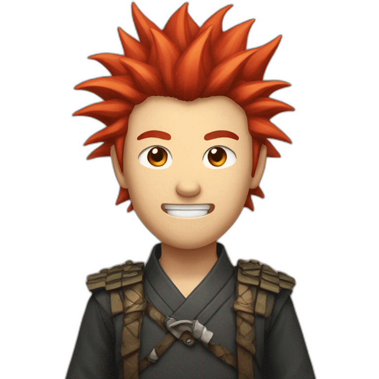 japanese-red-spiked-haired-guy, sharp-teeth emoji