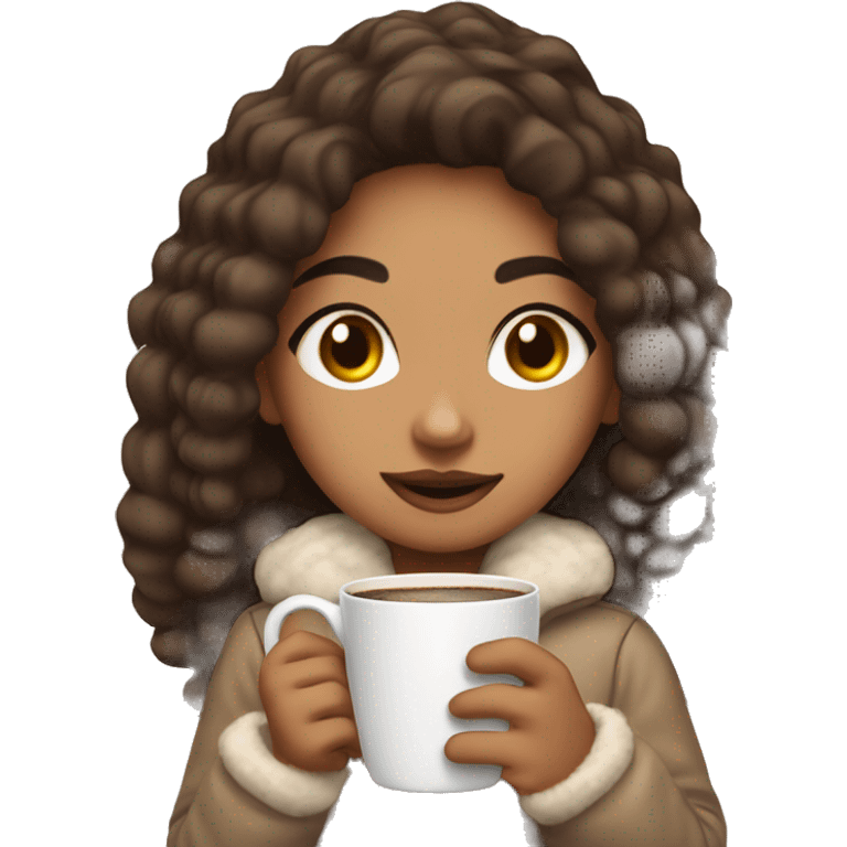 lightskin girl with hot coco in her hand emoji