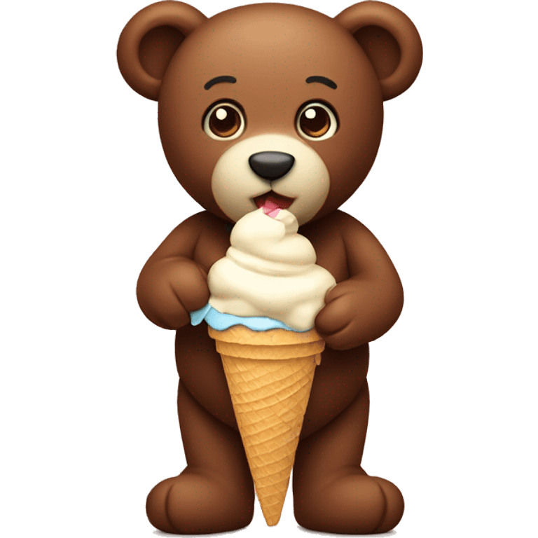 Teddy eating ice cream  emoji