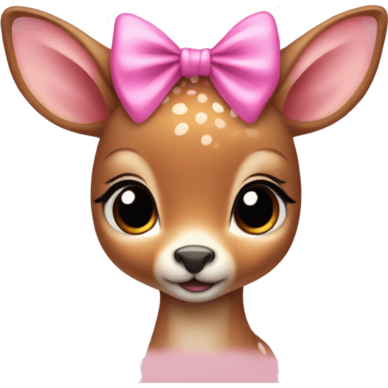 baby deer with fairy wings and a pink bow around its neck  emoji