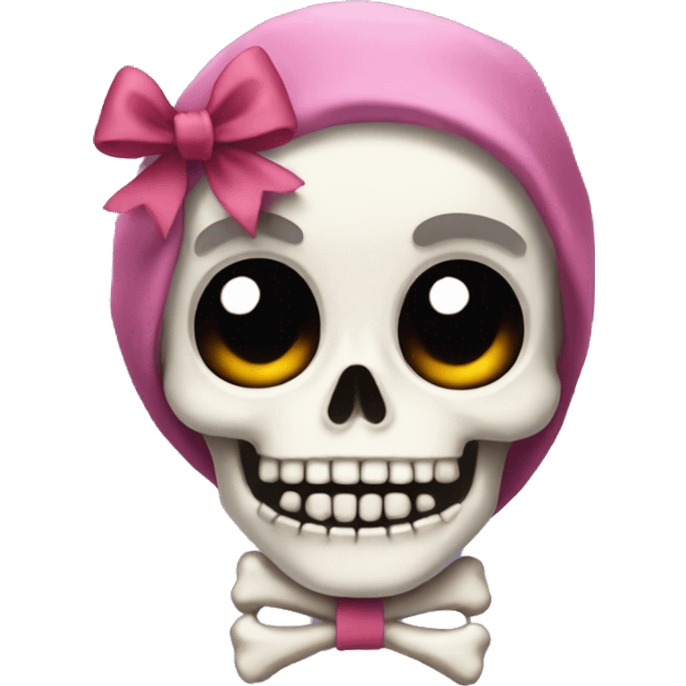 cute skeleton with bow on head emoji