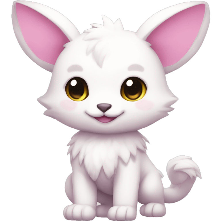 Cute cool white pink animal hybrid Fakemon full body emoji