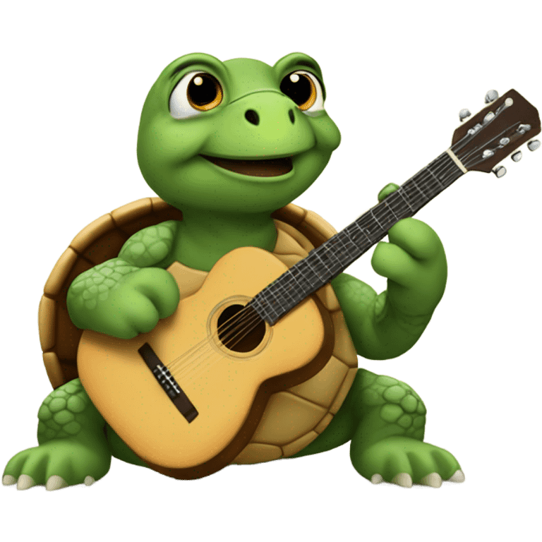 Turtle playing acoustic guitar  emoji