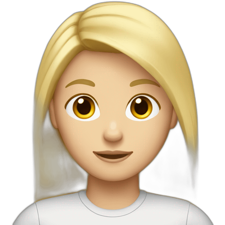 Femme adolescente cheveux blond un peu foncé, peau beige et sweat Decathlon emoji