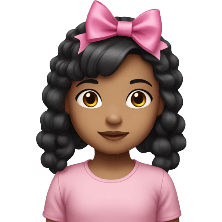 3 year old girl with black hair and light skin and pink hair bow emoji