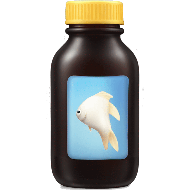 Dark glass bottle with fish oil emoji