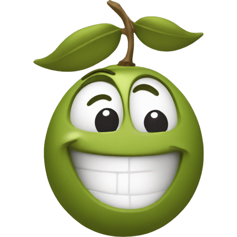 happy emoji of an olive fruit emoji